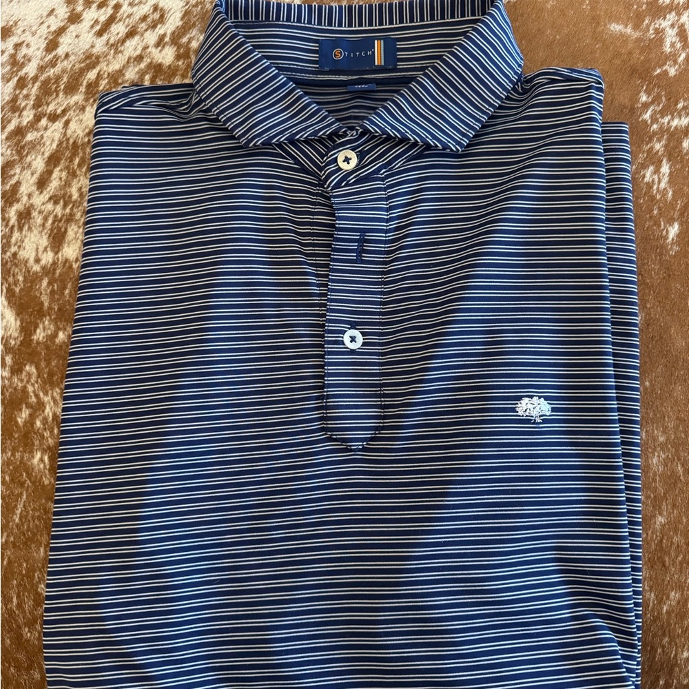 Stitch Blue Striped Men's Golf Polo